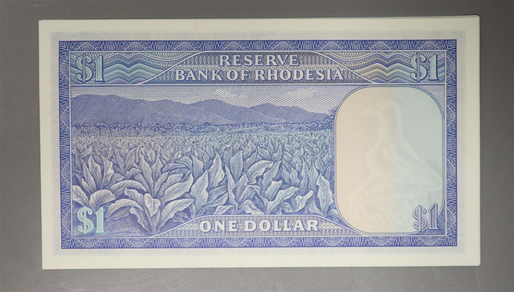 Reserve Bank of Rhodesia, ten $1 dollar banknotes, consecutive serial numbers L/119- 2nd August 1979 (10) all UNC